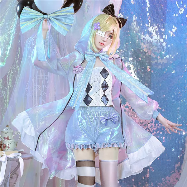 

Anime Cosplay Costume Laser boy red heart queen uniform Alice Top+Pants+Coat Sweety and Cute Full Sets A