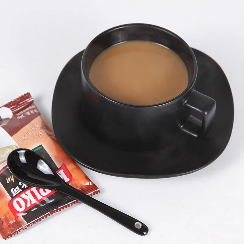 Simple black/ white ceramic coffee cup set retro matte cup pure black coffee cup with dish spoon Simple black/ white ceramic coffee cup set retro matte cup pure black coffee cup with dish spoon