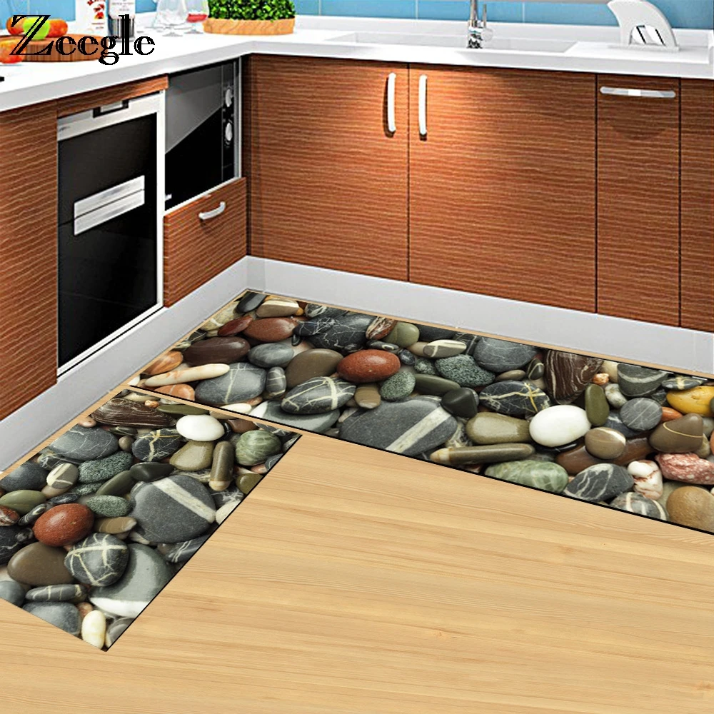 

Zeegle Cobblestone Printed Doormats Hallway Rugs Anti-slip Bedroom Bedside Carpets Soft Office Chair Floor Mats Kitchen Rugs