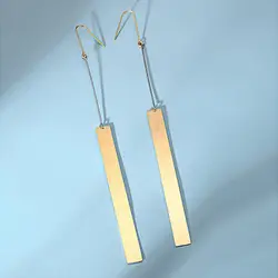 Для женщин Длинные обтягивающие узкие прямые вертикальная полоса Длинные висячие серьги в золотой Нержавеющая сталь минималистский