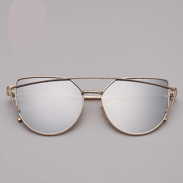 LeonLion, зеркальные солнцезащитные очки Cateye, женские винтажные металлические светоотражающие очки, фирменный дизайн, Lunette De Soleil Femme - Цвет линз: gold silver