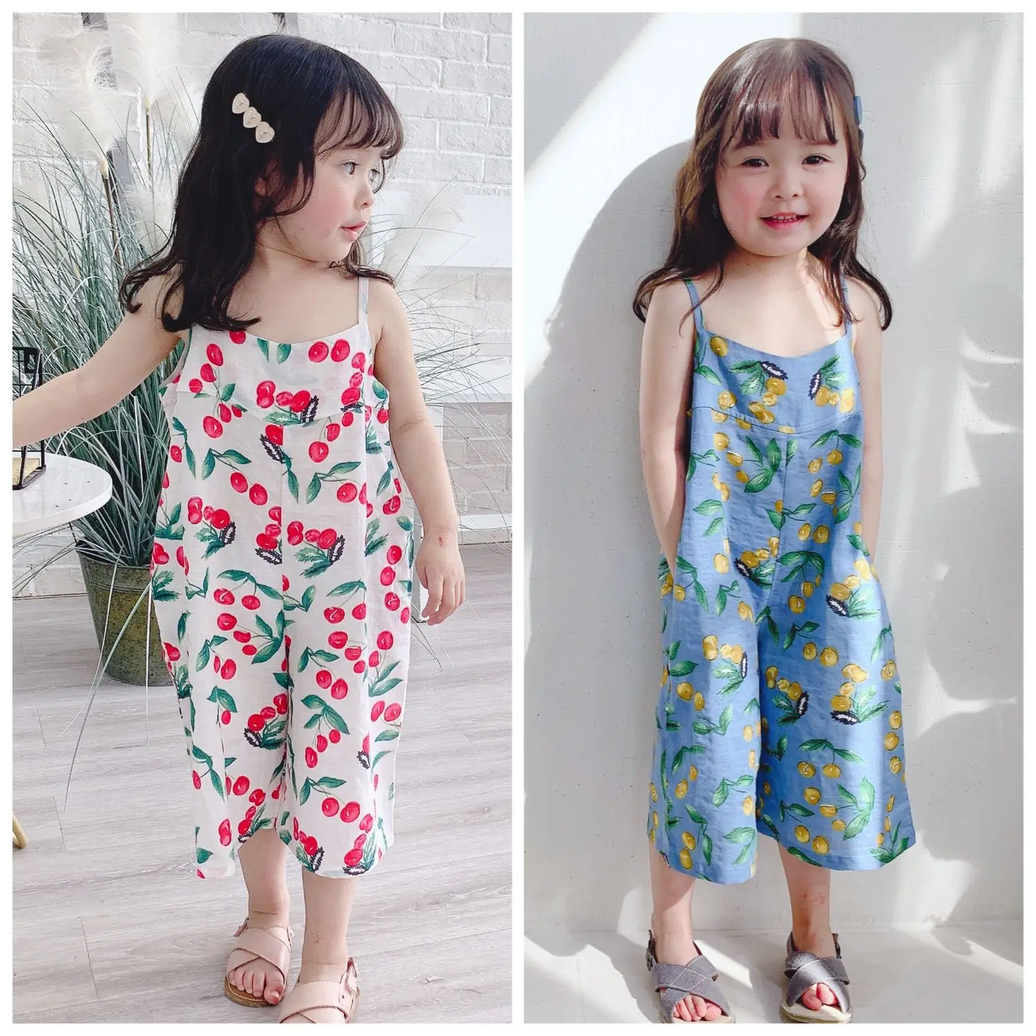 

KIDS GIRLS OVERALLS BABY GIRLS JUMPSUITS SUMMER SHORT TODDLER KIDS OVERALLS FRUITS PRINTS CUTE LOOSE STYLE CASUAL COMFORTABLE