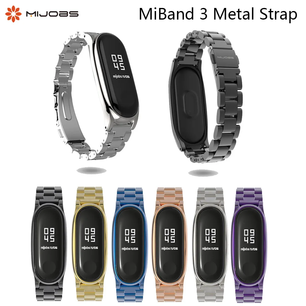 

Mijobs Metal Strap Plus For Xiaomi Mi Band 3 Strap Screwless Stainless Steel Bracelet For Mi Band 3 correa Replace Accessories