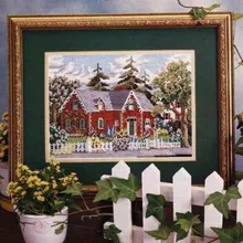 Золотая коллекция красивый Счетный Набор для вышивки крестом дом на уголке красный дом домашняя деревенская