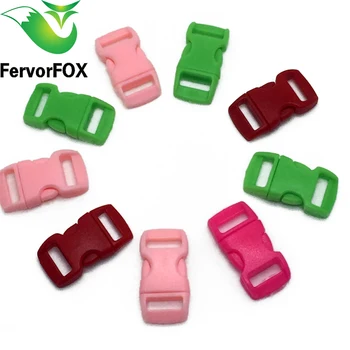 

5 COLORS 100pcs/lot 10mm Webbing Bag Buckles colorful Plastic Buckles Curved Side Release Buckles Paracord Buckles