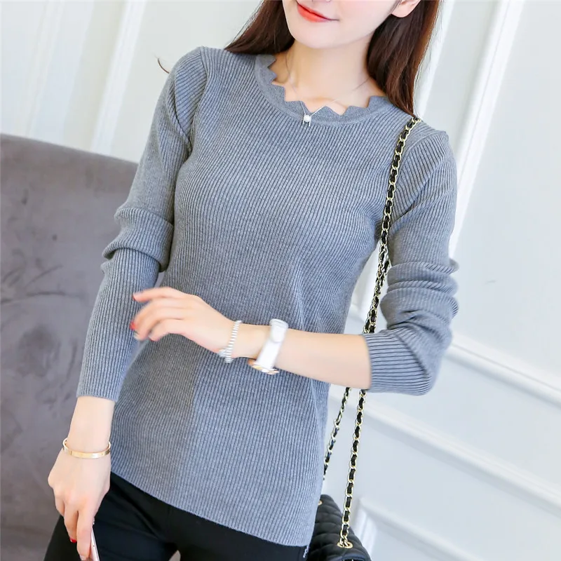 Korean Autumn Winter Female Sweaters and Pullovers Knitting Solid Maglioni Donna Inverno Chandail Femme Slim Sueter Mujer