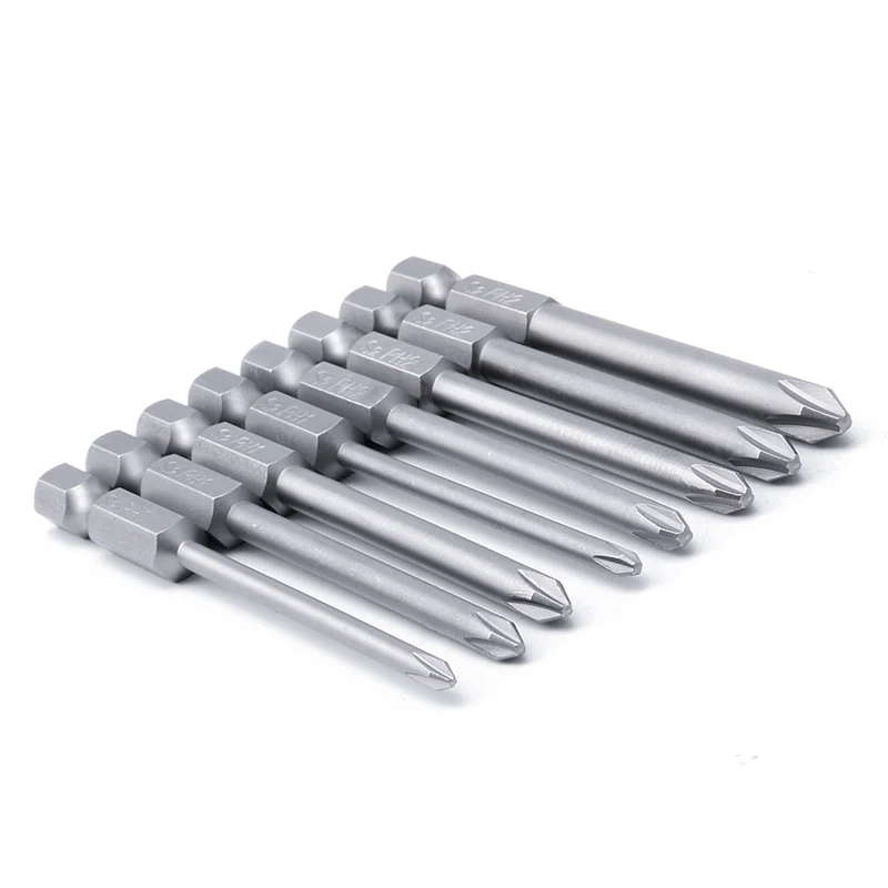 8 Sizes Alloy Steel Cross Head Screwdrivers 75mm Length 6.35mm