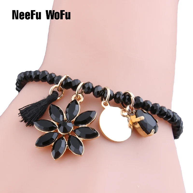 NeeFuWoFu браслеты с кристаллами и бусинами, браслеты с нитью, богемные серьги, веревка, цепочка, Estrela de Cinco Pontas, очаровательный браслет, Perles