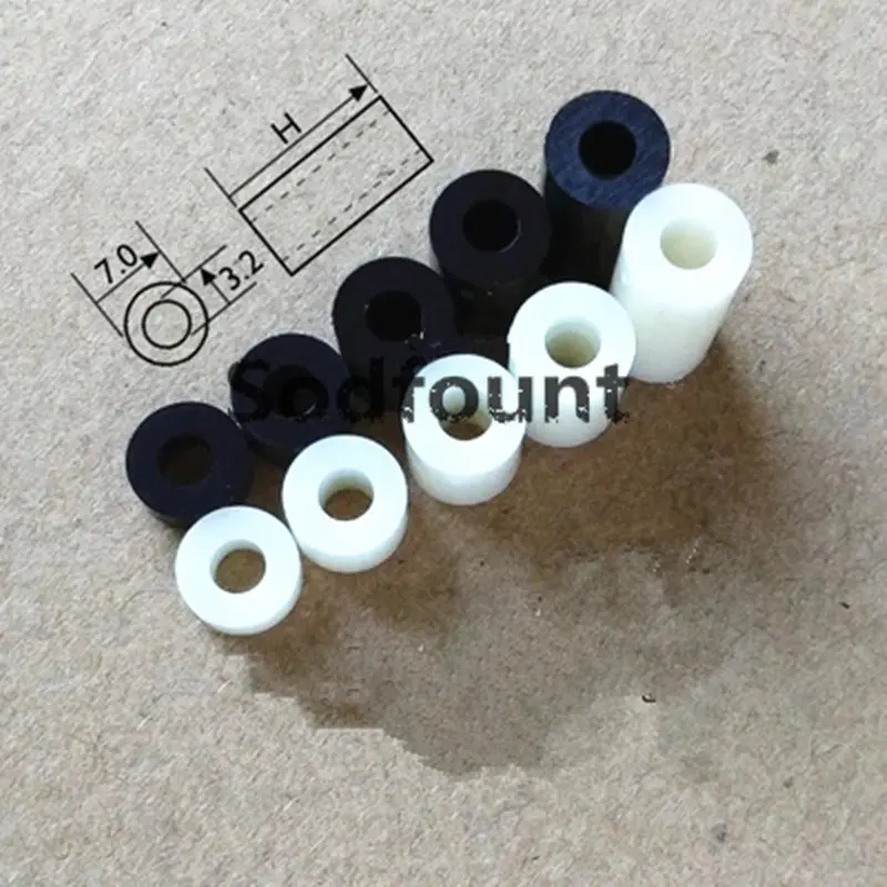 100 шт./лот круглый проходной колонна из АБС-пластика стойка изоляции M3 черно-белые Пластик корпус цилиндрической нейлоновое винта