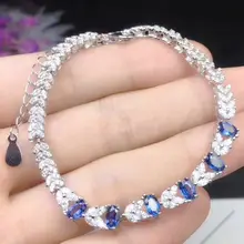 Синий сапфир браслет цепочка натуральный синий сапфир серебро 925 пробы 0.35ct* 6 шт драгоценный камень# SB18092108