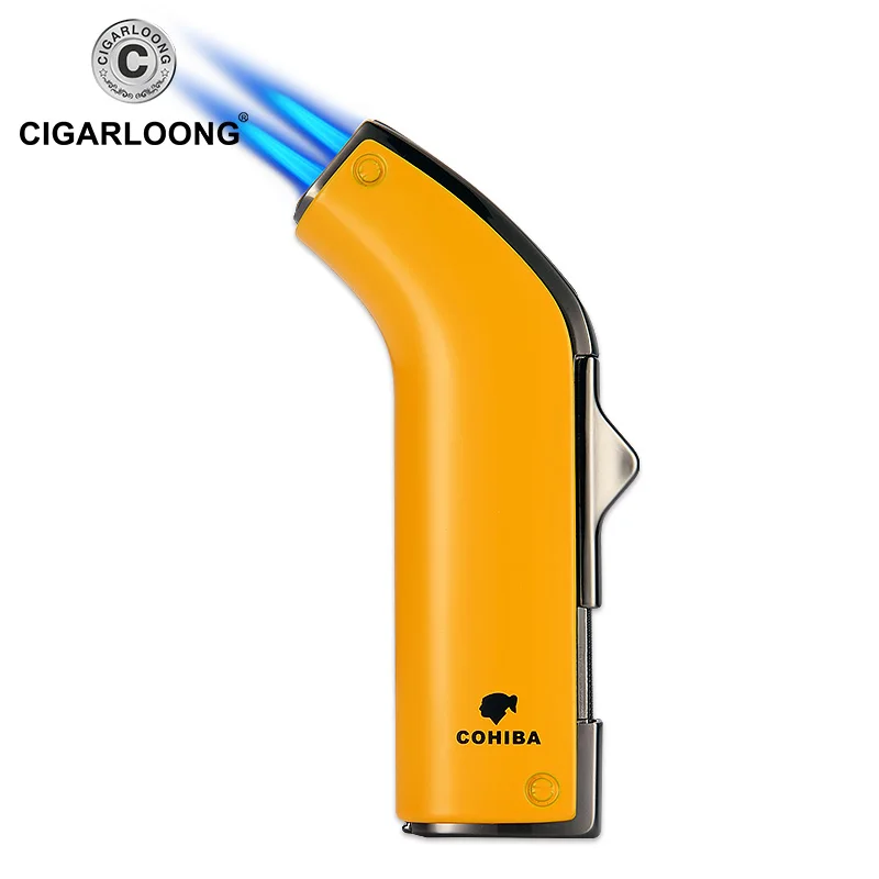 

COHIBA Cigar Lighter Double Tube Windproof Metal torch Lighter gasoline cigar lighter jet CH-001