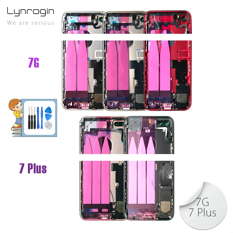 

7G 7P Full Housing for iphone 7G 7 Plus 7Plus Back Battery Cover Middle Chassis Frame + Glass with Flex Cable Parts Assembly