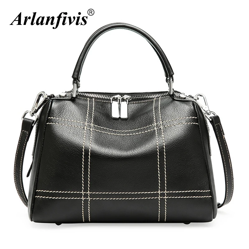 

Arlanfivis Genuine Leather Full Grain Cow Leather Women Handbag Black Bag Purses Messenger Bags For Women Tote New 2018 Bolsas