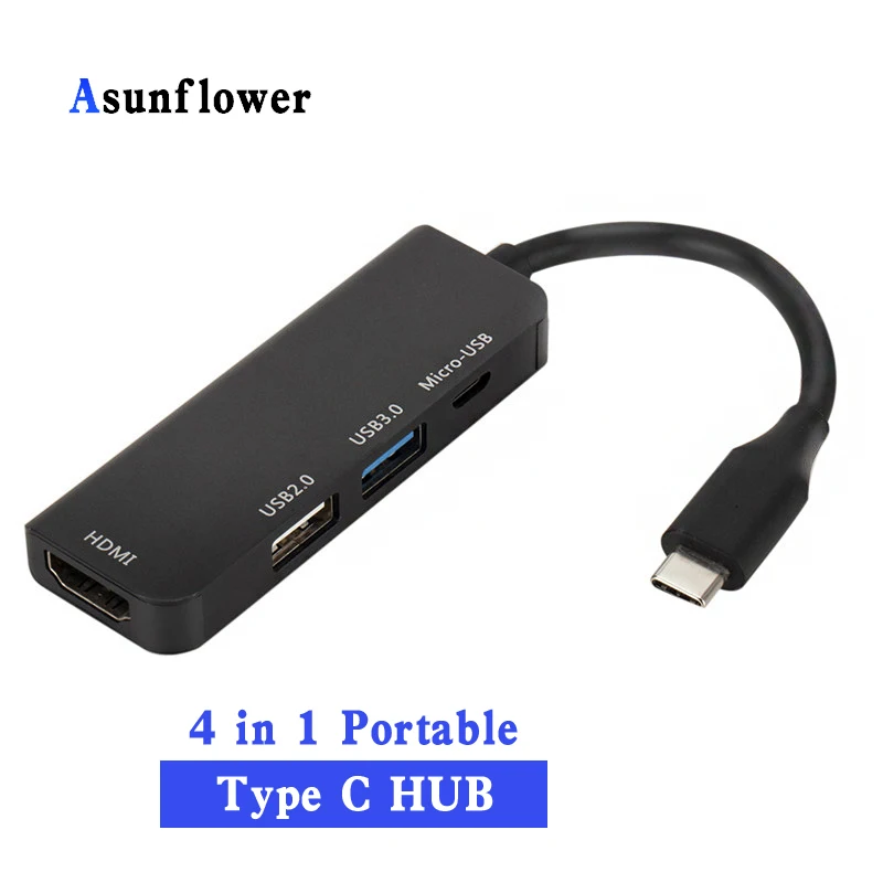 

HUB Tpye-C to Micro USB 3.0 2.0 HDMI Thunderbolt 4 Port Splitter Adapter Compatible for MacBook Pro Samsung Galaxy S9/S8/Note 9