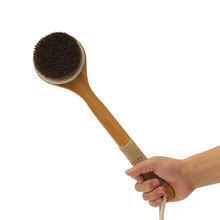 Щетка для душа с длинной бамбуковой деревянной ручкой назад скребок для спа-отшелушивающий банный массаж тела щетки- MS