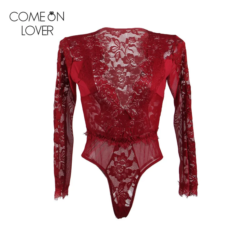 Женское боди цветочное кружево с открытой грудью длинным рукавом|jumpsuit romper|sleeve