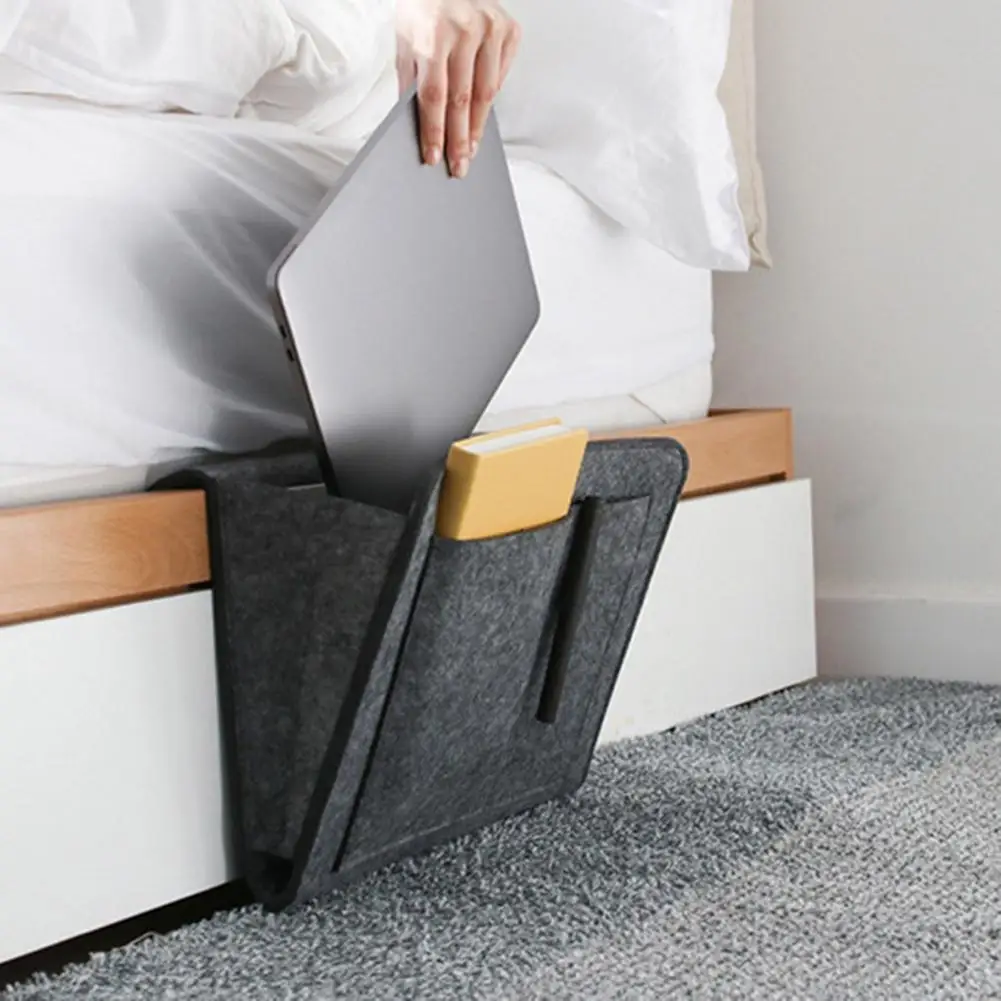 Bed Storage Bag Pocket Felt Bedside Hanging Table Sofa Bedroom Organizer Holder Material Jewelry Books | Дом и сад