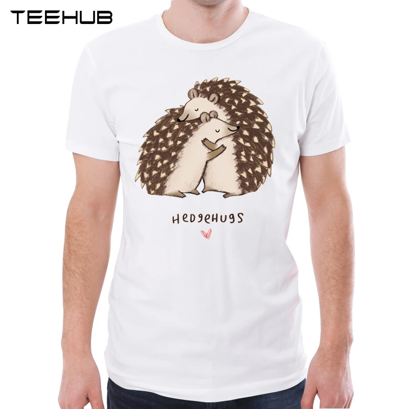 

2019 Men's New Funny hedgehog hugs Printed Short Sleeve T-Shirt Summer Fashion Cool Tops Novelty O-neck Soft Tee