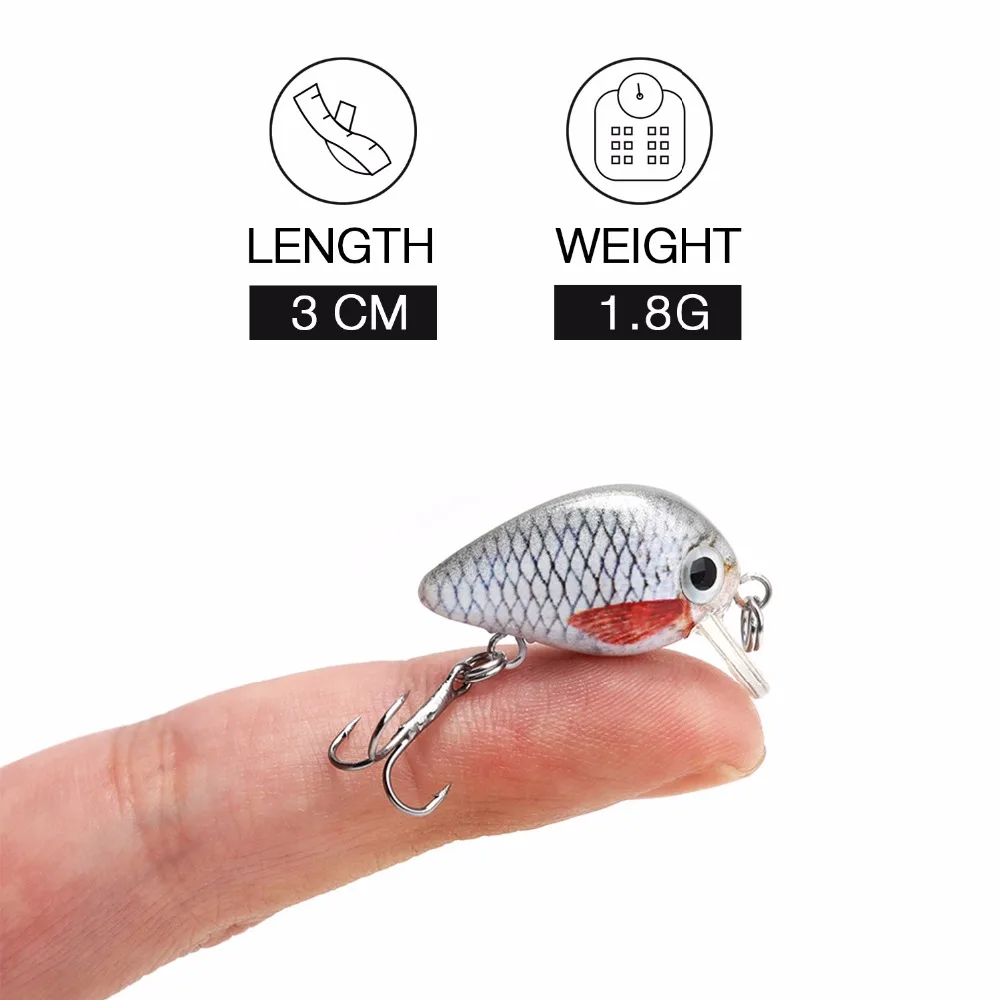 VTAVTA 5pcs 1.8g 3cm Mini Wobblers/Crankbait Fishing Lure Artificial Bait Hard Floating Wobbler for Fish Bass Fishing Tackle    