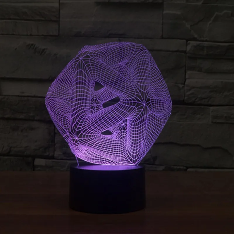3D лампа ночник 7 цветов переключатель