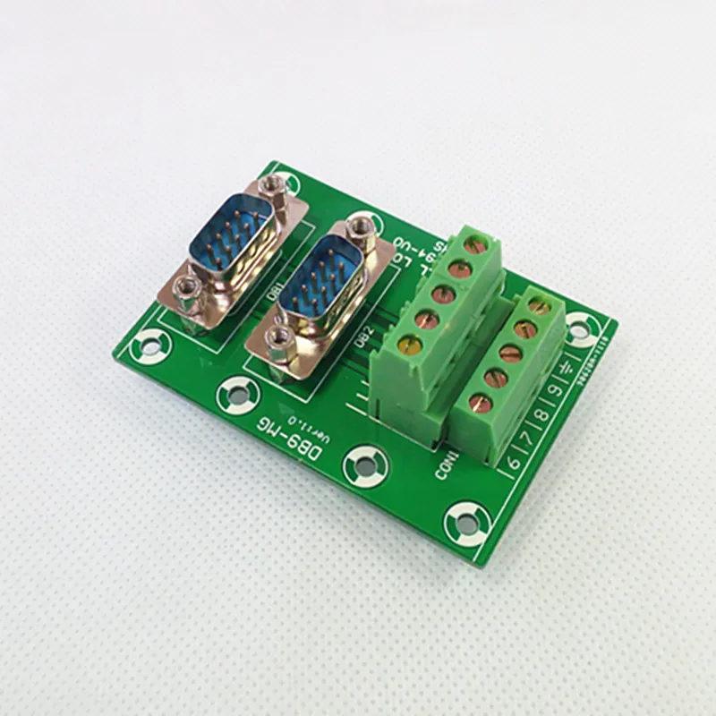 

D-SUB DB9 Double Male Header Breakout Board, Terminal Block, Connector.