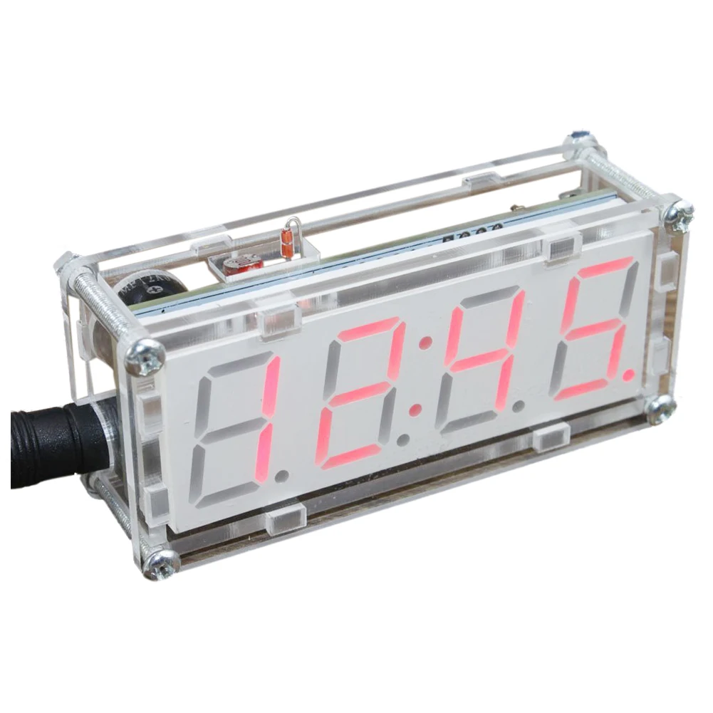 DIY светодиодный набор электронных часов микроконтроллер цифровые часы-трубка с термометром функция ежечасного звонка красный/синий/зеленый/белый - Цвет: Красный