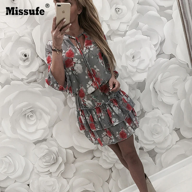 Женское пляжное платье Missufe летнее с цветочным принтом Повседневное в стиле бохо