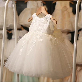 Retail Appliques Flower Girl Dresses With Big Bow For Girls Elegant Angel Children First Communion Dress Party Gown L-116