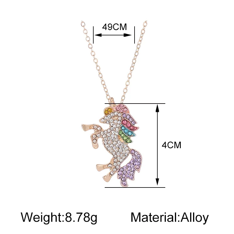 Персонализированное массивное Золотое длинное ожерелье с единорогом, женское колье на шею, серебряная цепочка, подвеска на леске, ювелирные аксессуары