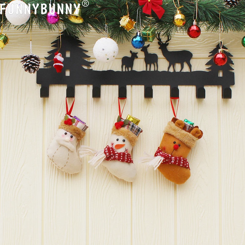 

FUNNYBUNNY Christmas Candy Bag Stocking Mini Santa Claus Sock Gift Bag Bauble Christmas Tree Ornaments Decoration