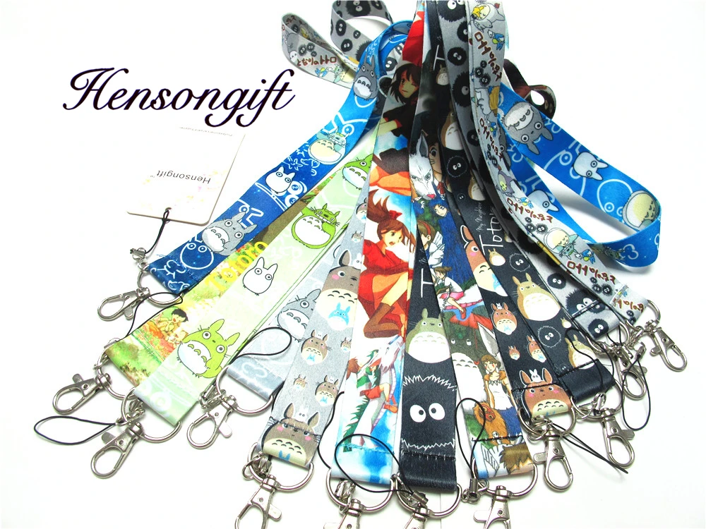 Hensongift الفتيان Totoro شارة الحبل ل مفاتيح انمي ياباني الهاتف المحمول الرقبة الأشرطة الكرتون سلاسل المفاتيح هدية جميلة للأطفال