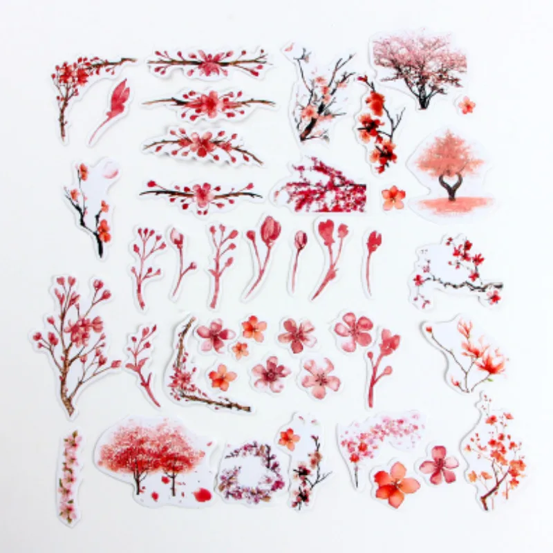 

1pc set Red Flowers Kawaii Memo Pad Diary Stickers Pack Posted It Planner Scrapbooking Stationery Escolar School Supplies