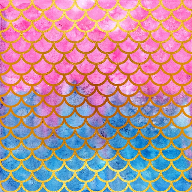 Mehofoto Pink and Blue Mermaid Scales Background for