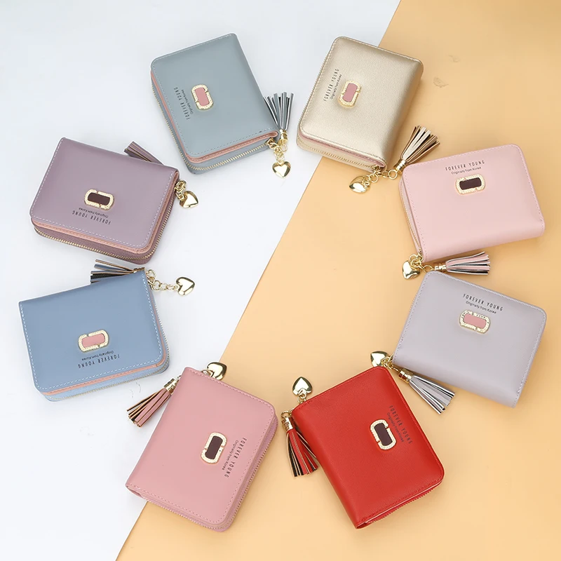 

Leather Wallet Female Card Holder For Business Coin Purse Bag Small Zipper Coin Purses Women credit card holder Travel Wallet