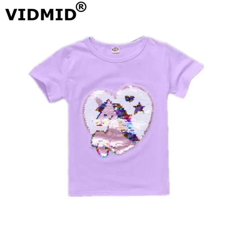 VIDMID/Летняя Детская футболка с блестками для маленьких мальчиков и девочек