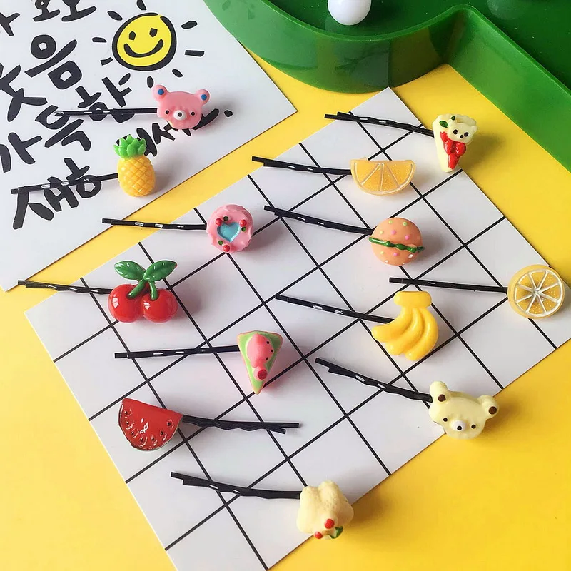

Candy Fruit Piece Wetermelon Lemon Strawberry Banana Metal Hairpins Hair Clip for Women Little Girl Headwear Hair Accessories
