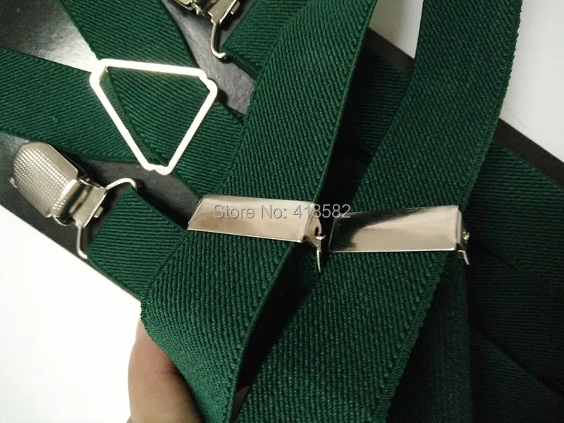 BD002-Deep green color baby suspender 4 clips 4 sizes for boys and girls men and women X-back suspenders