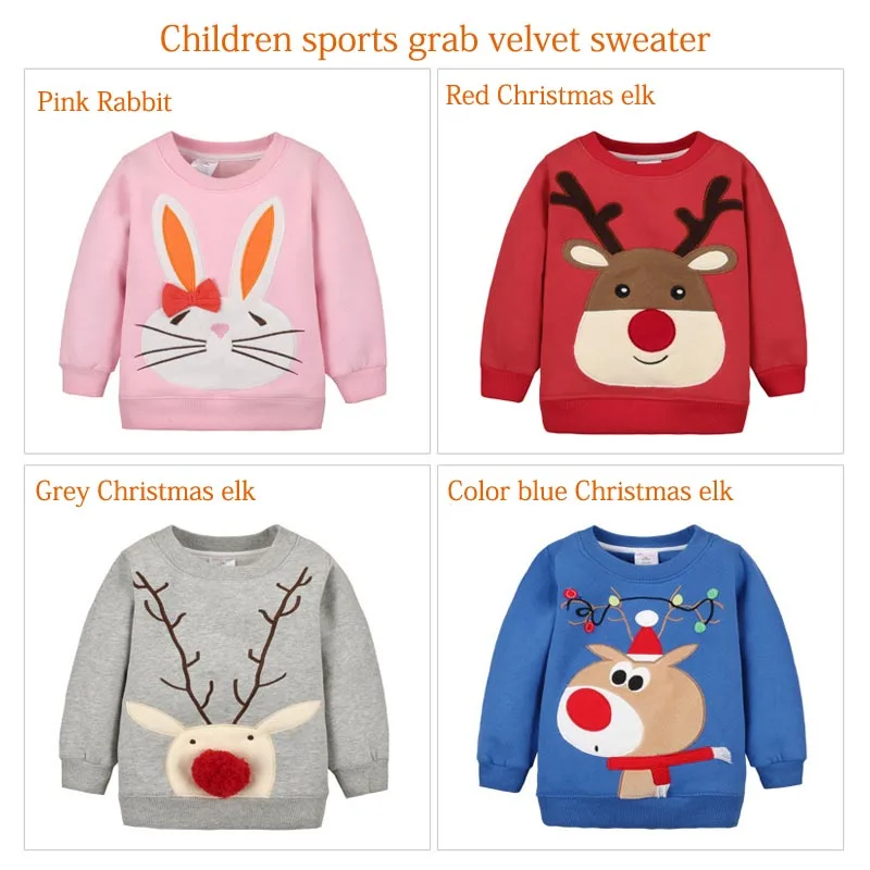 

8 colors Children's clothes Hoodies Sweatshirts boys girls Clothe outwear Hip-Hop Christmas deer and flannel warm kids 12M-5Y