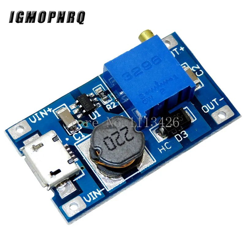 10 шт. модуль MT3608 с регулируемым повышением 2 а Micro USB LM2577 заменяемый