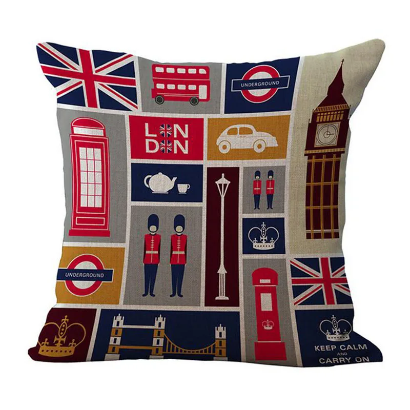18 дюймов, британский стиль, хлопок и лен, наволочка для дивана, Лондонский автомобиль, логотип, автомобильная наволочка, наволочки, домашний декор для окна - Цвет: C102513