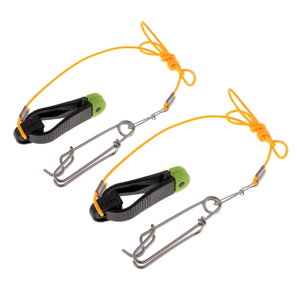 

2 pcs Power Grip Release Clip Outrigger Downrigger Release Clips & 17in Leader For Boat Kite Planer Boards Fishing