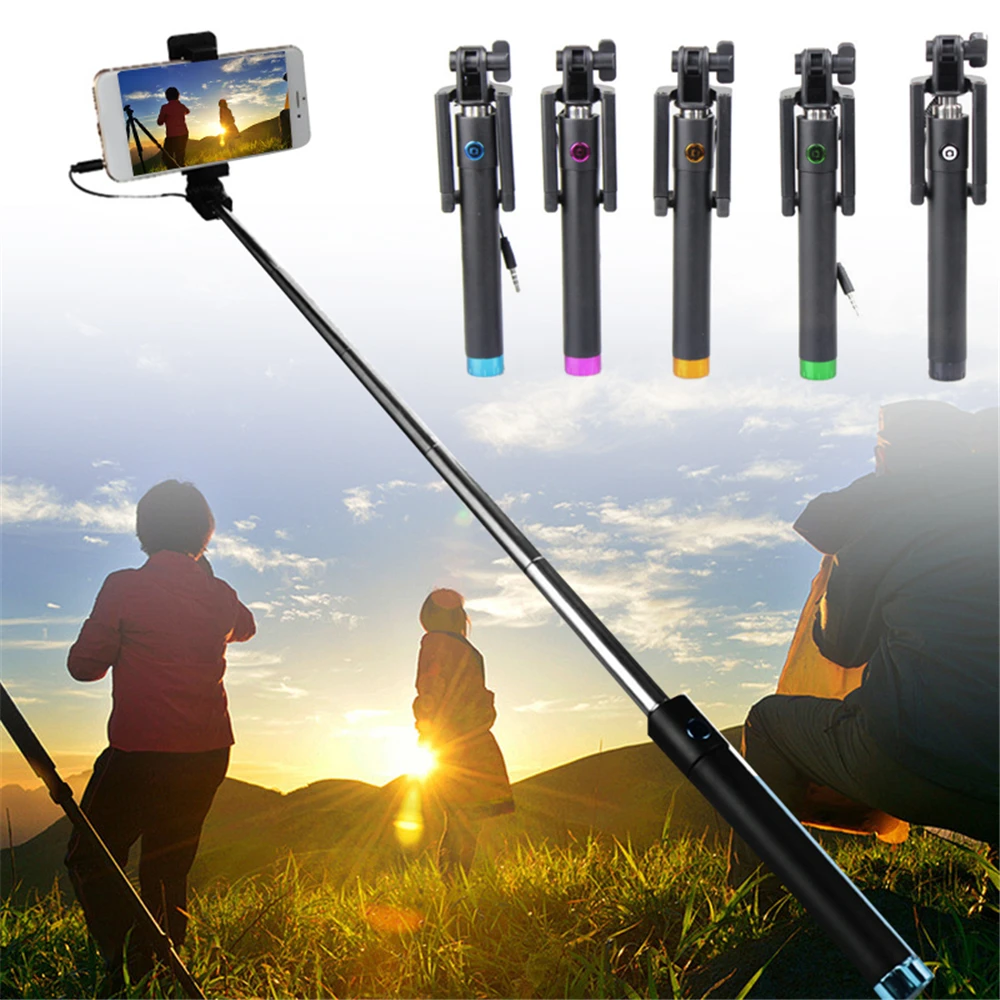 Cewaal Potable Audio Cable Selfie Stick Monopod Wired Self Stick