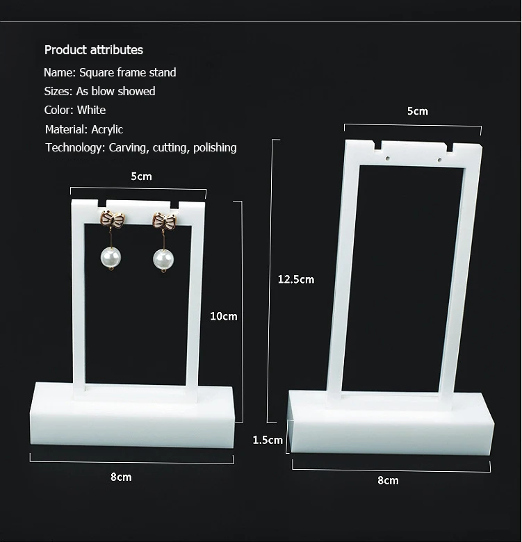 Прямоугольная рамка ожерелье серьги-гвоздики подставка для сережек ювелирные изделия кулон дисплей шоу держатель белая витрина кисточка висячие серьги стойка