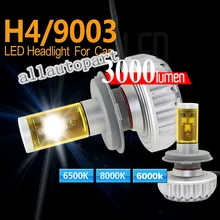Hi-Lo луч H4 светодиодный Фара 3 S xml2 чипов 60 Вт 6000lm Авто Передние Туман лампа фары 6000 К DRL Вождения Фары для автомобиля
