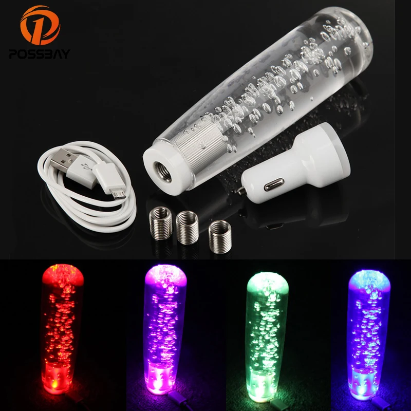 POSSBAY Universal 150mm Gear Shift Knob Car LED Light Changing Shifter