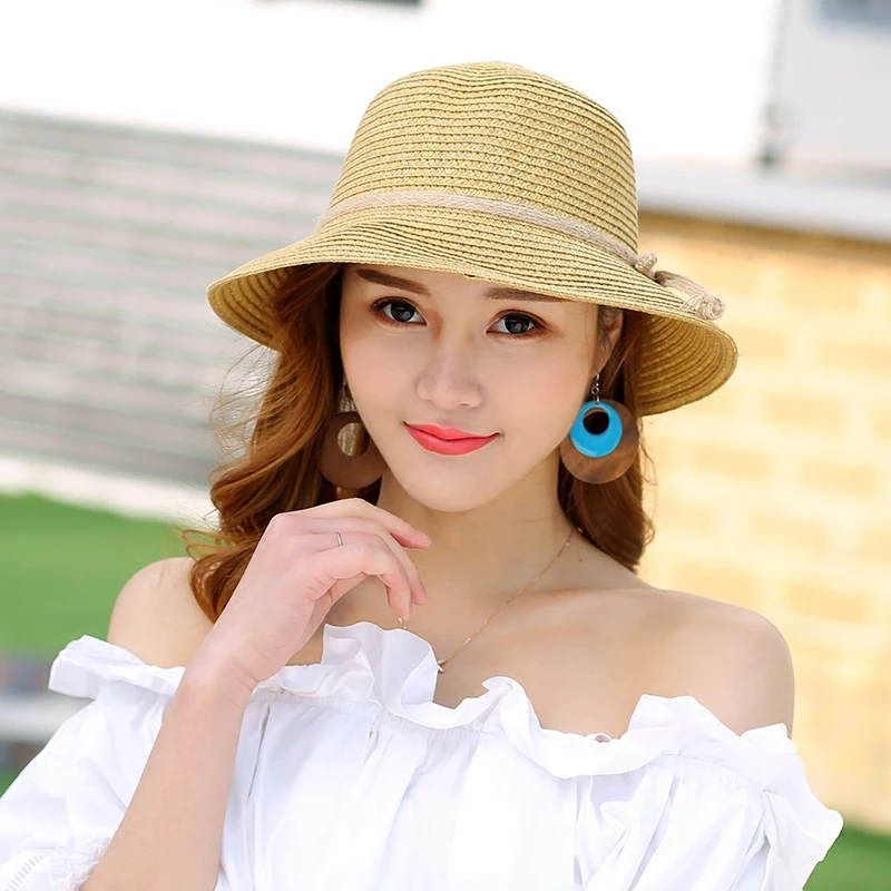 Cappello da sole cappello di paglia di Modo della donna estate mare  spiaggia cappello della benna cappello turismo ragazze lady in vacanza  parasole Protezione Solare pescatore|women sun hat|fashion sun hatssun hat -
