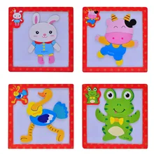 10 шт./лот 3D Магнитная Паззлы деревянный Животные Паззлы Tangram 24 стилей Игрушки для маленьких детей образования Игрушечные лошадки для детей