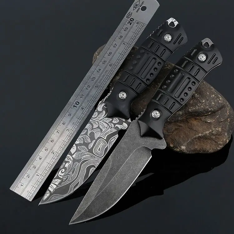 3CR13 blade tactical knife 3D printed aluminium handle straight knife