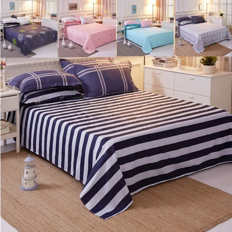 100 Cotton Bed Cover Stripe Coverlet Single Double Bedding Sheet