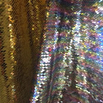 

LASUI New 1 yard /1 lot multicolor 4.5mm sequins embroidery mesh lace fabric diy for Latin Dance/evening Dress fabric W0071